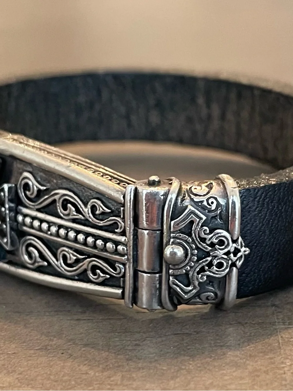 Konstantino Plato Maltese Cross Leather Bracelet Sterling Silver 925